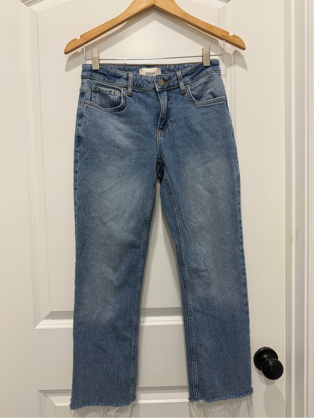 BDG Cropped Cowboy Straight Leg Jeans with Frayed Hem Urban Outfitters